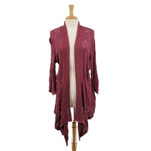 Woman Within Womens Mauve Long Sleeve Open Front Knit Cardigan Sz L Asymmetric